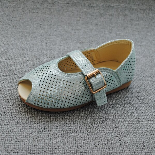 

Toddler Girls Peep Toe Hollow Out Flats, Baby blue