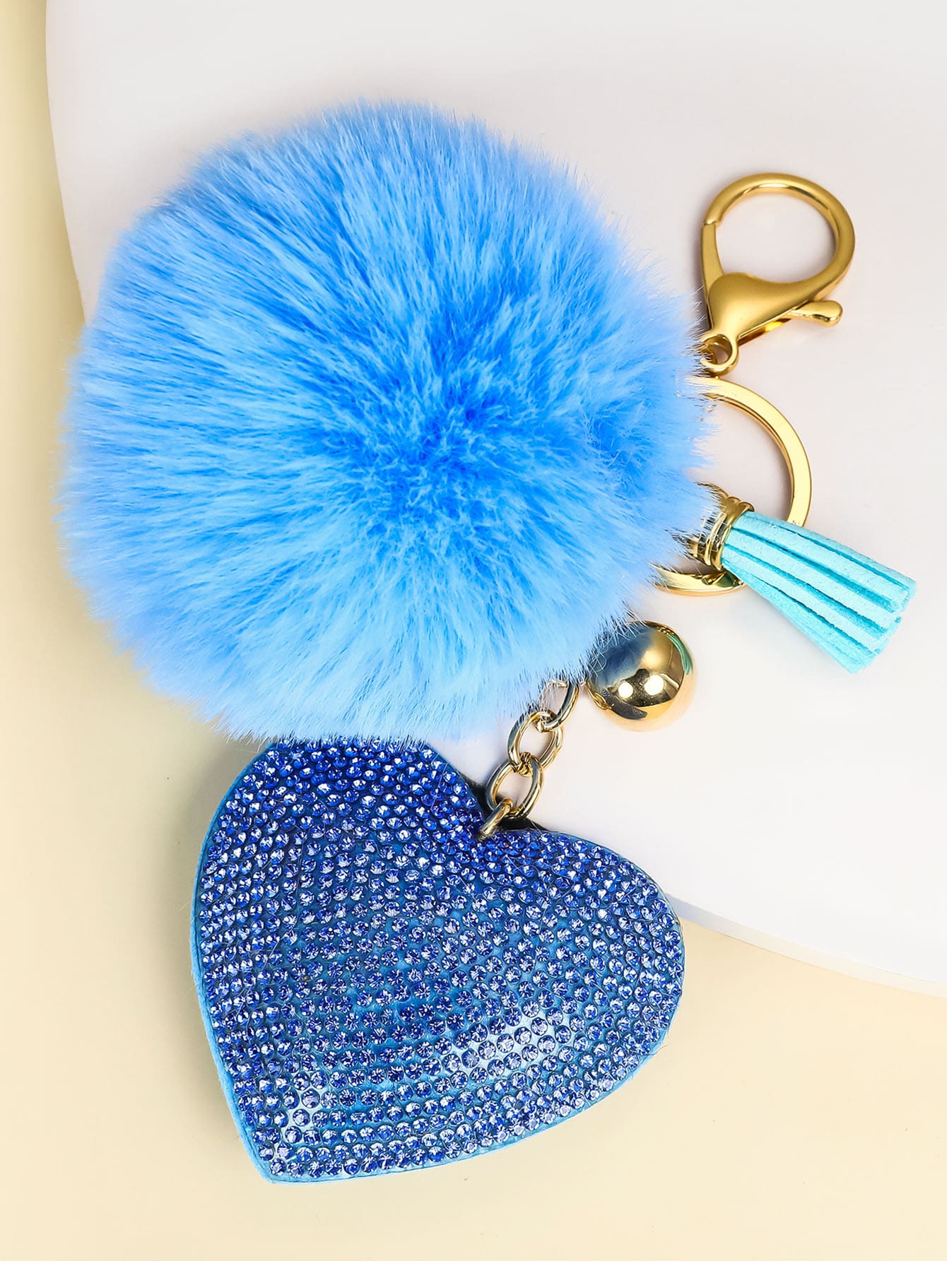 1pc Lady's Rhinestone-Studded Korean Velvet Solid Heart Shaped Keychain With Love Lettering, Pom Pom And Tassel Charm, For Valentine's Day, Mother's Day, Wedding And Parties Car Accessories Bag Charm Backpack For School Cute Goth Y2k Christmas Gift Ideas Bag Accessories Lanyards With Id Holder Car Accessories Bag Charms Car Accessories Teacher Friend Sister Gifts For Mother, Father, Graduation, And Teacher