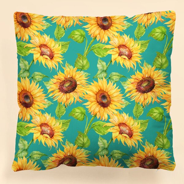 

Sunflower Print Cushion Cover Without Filler, Multicolor