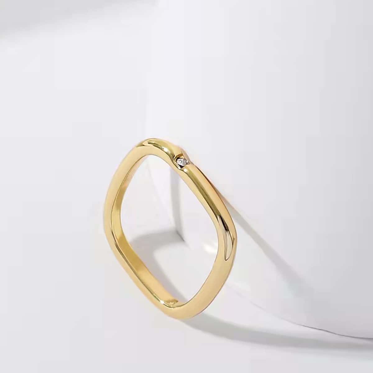 

Rhinestone Decor Square Ring, Gold