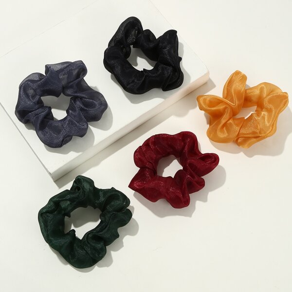 

5pcs Simple Plain Scrunchie, Multicolor