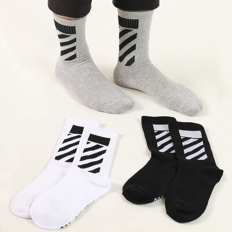 

3pairs Guys Striped Print Crew Socks, Multicolor