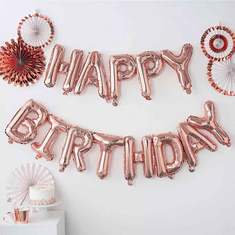 

Happy Birthday Balloon Set, Rose gold