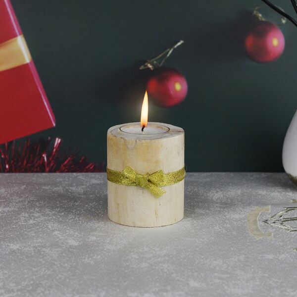 

Bow Decor Candle Holder, Apricot