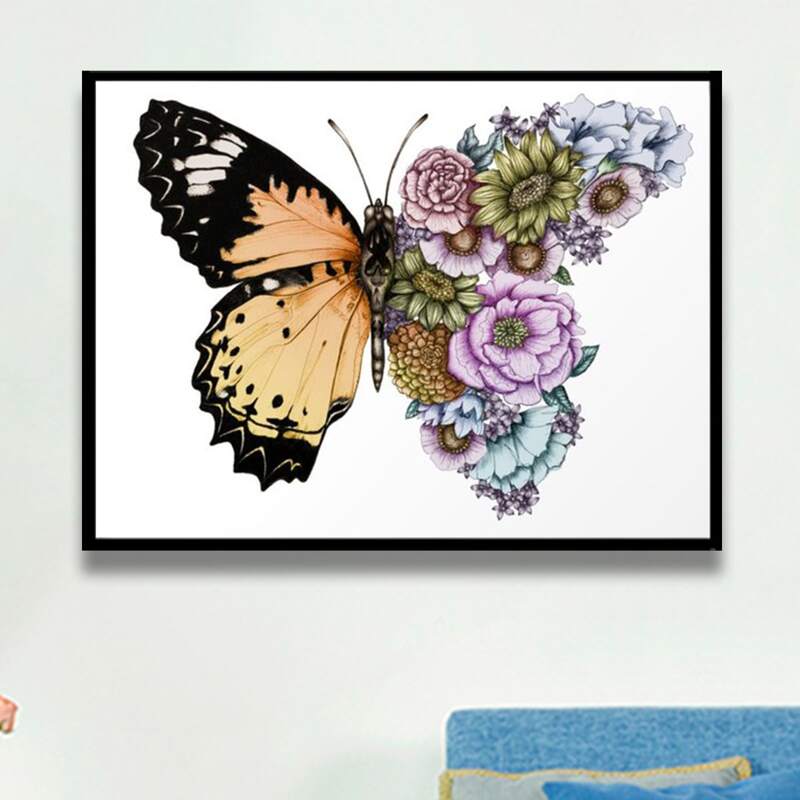 

Butterfly Print Diamond Painting Without Frame, Multicolor