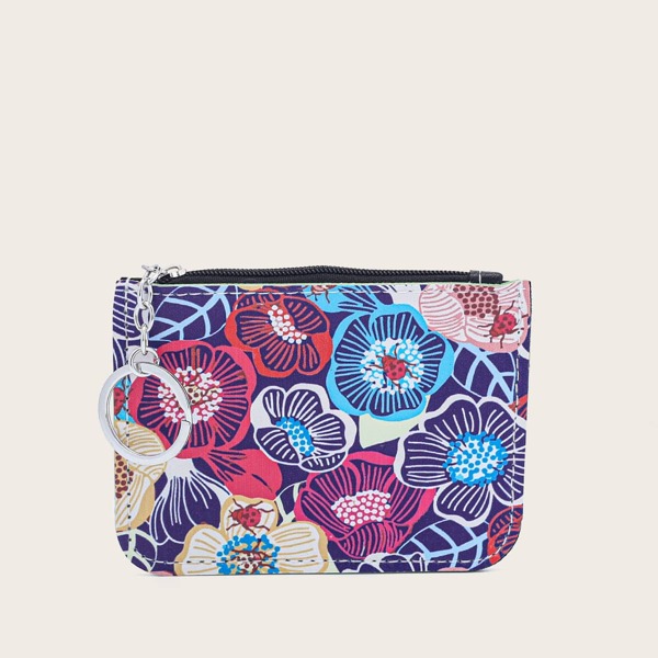 

Floral Graphic Purse With Card Holder, Multicolor