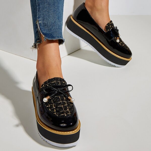 

Bow Decor Flatform Wedges, Black