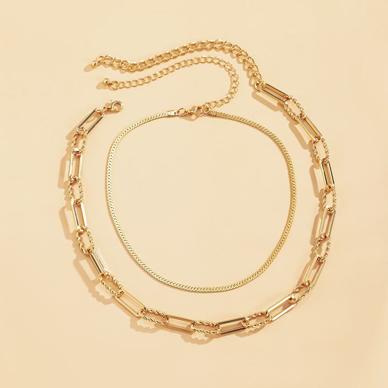 

2pcs Simple Chain Choker, Gold