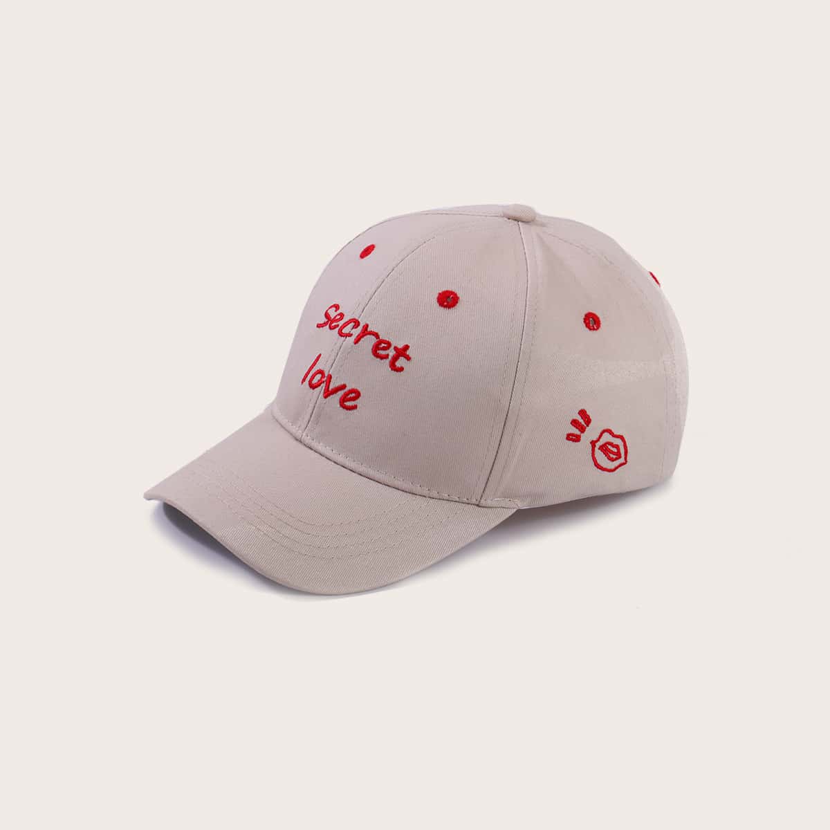 

Letter Embroidery Baseball Cap, Beige