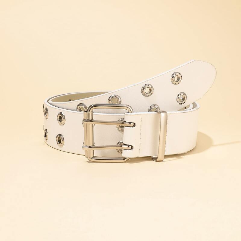 

Grommet Buckle Belt, White