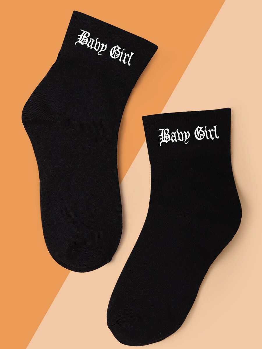 字母圖案圓襪 - 無色 - 查看 1