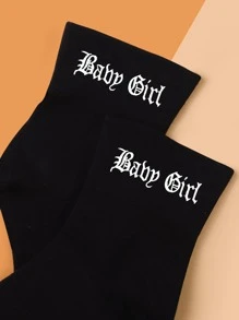 字母圖案圓襪 - 無色 - 查看 2