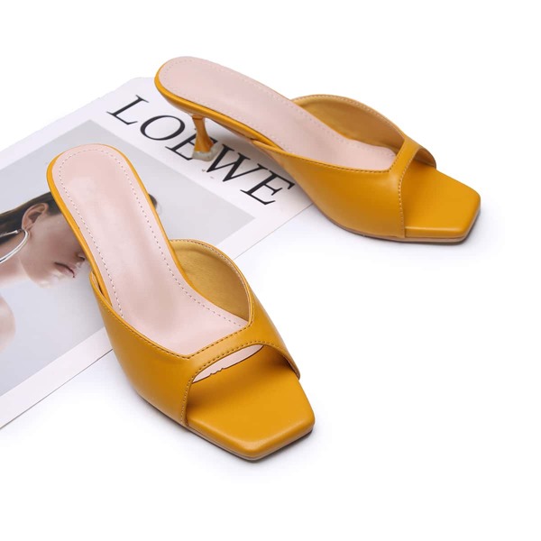 

Open Toe Stiletto Heeled Mule Sandals, Yellow