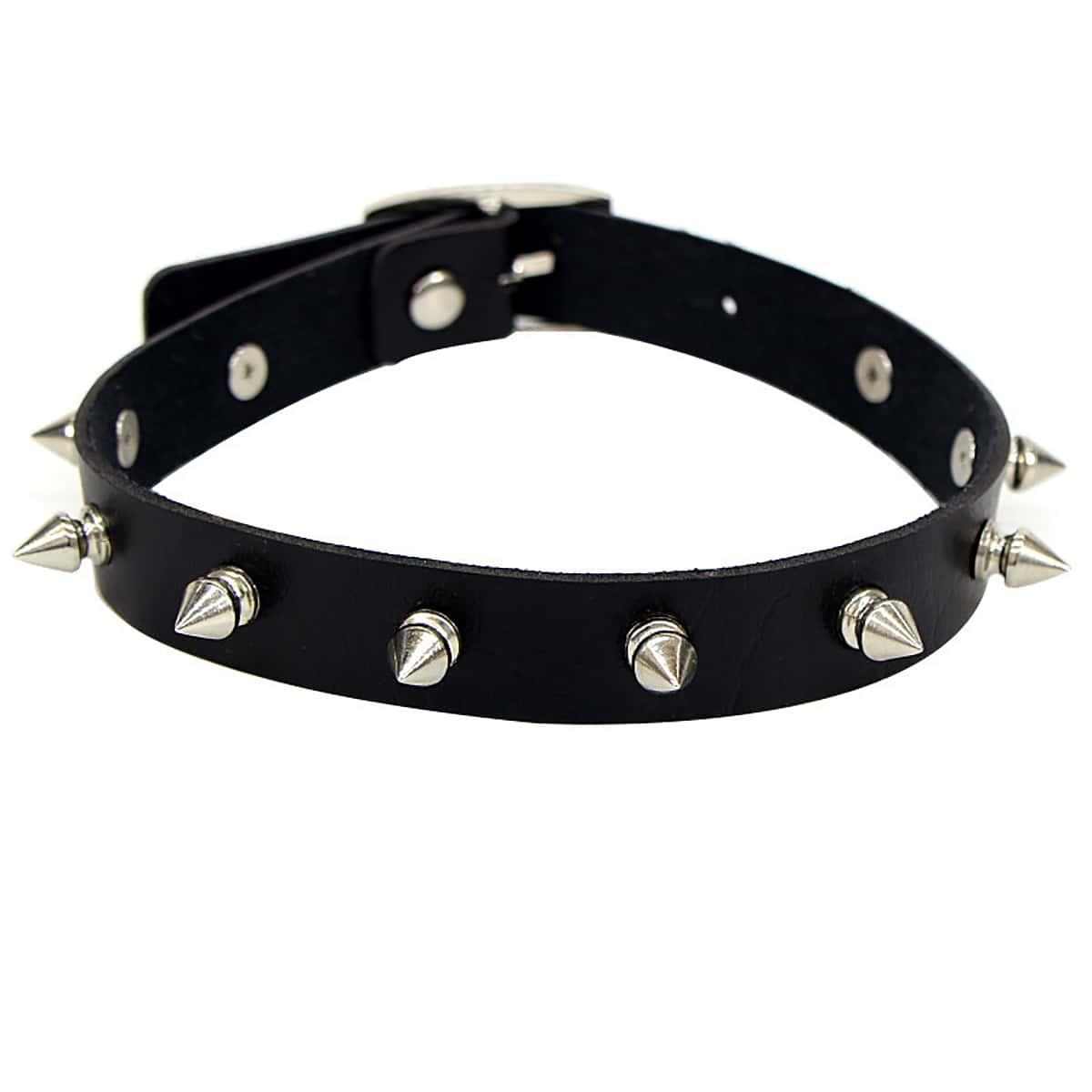 

Spiked Faux Leather Choker, Black