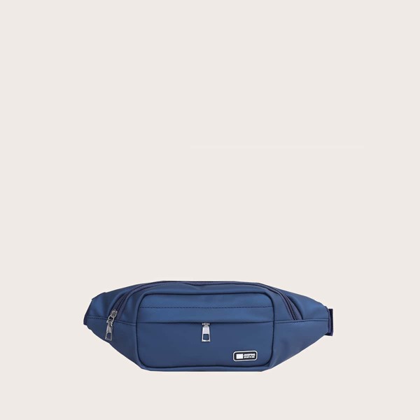 

Men Zip Front Fanny Pack, Blue