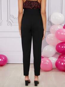 SHEIN Maternity Adjustable Waist Trousers - Black - View 2