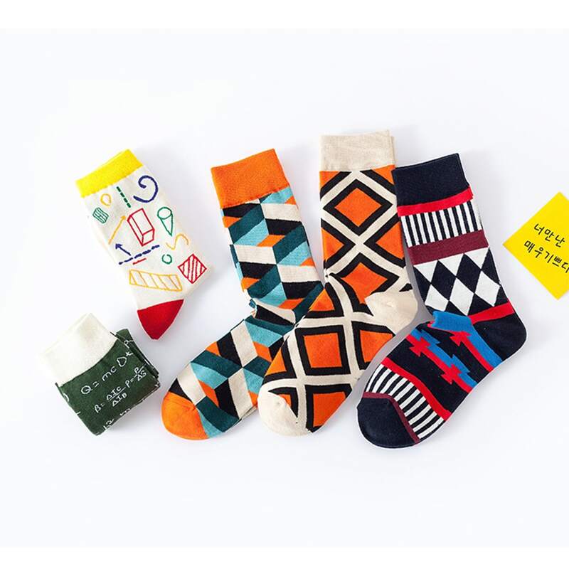 

Guys 5pairs Geometric Pattern Socks, Multicolor