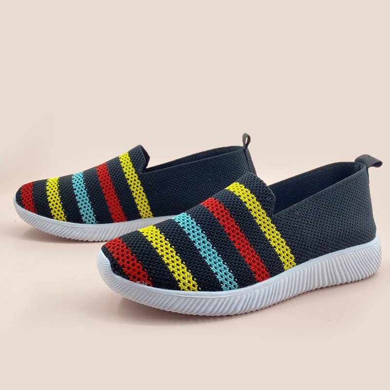 

Striped Slip On Sneakers, Black