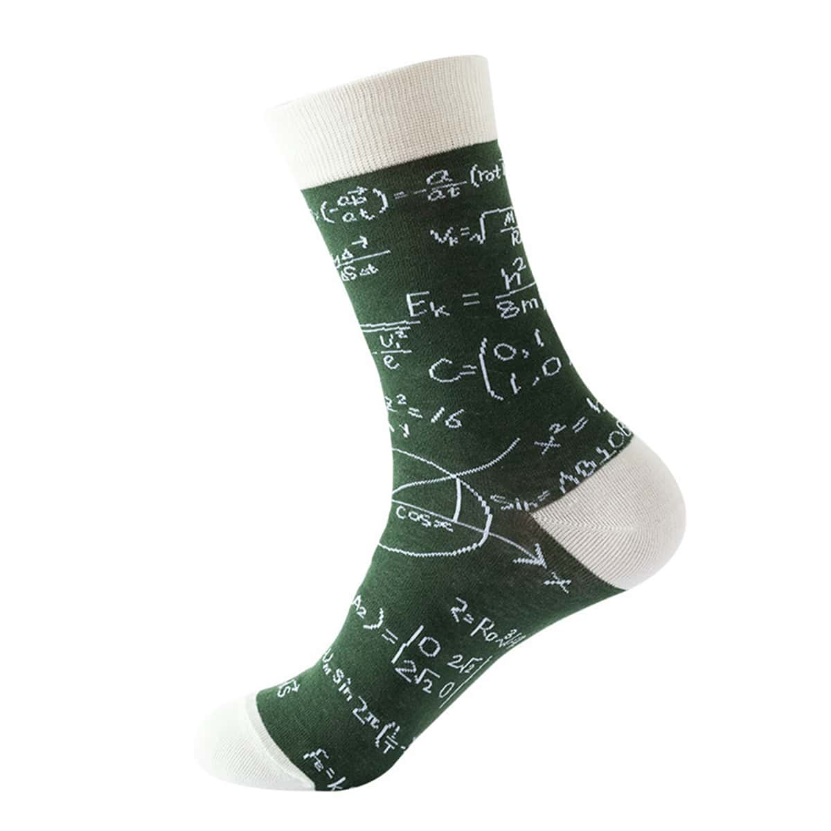 

Guys 1pair Mathematical Formula Print Crew Socks, Green