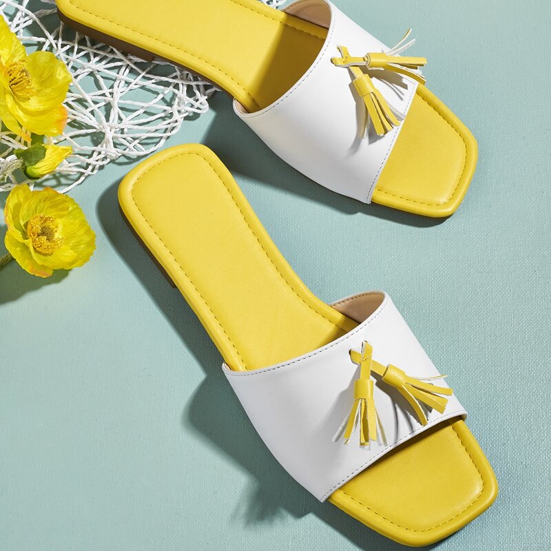 

Tassel Decor Slide Sandals, Yellow