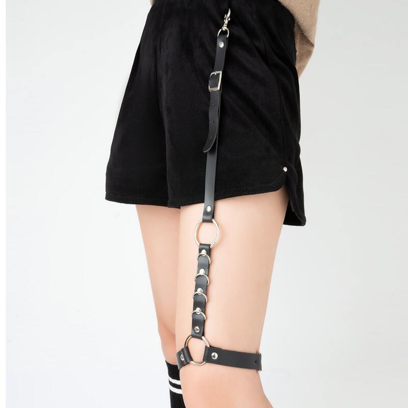 

Ring Linked Thigh Garter Belt, Black