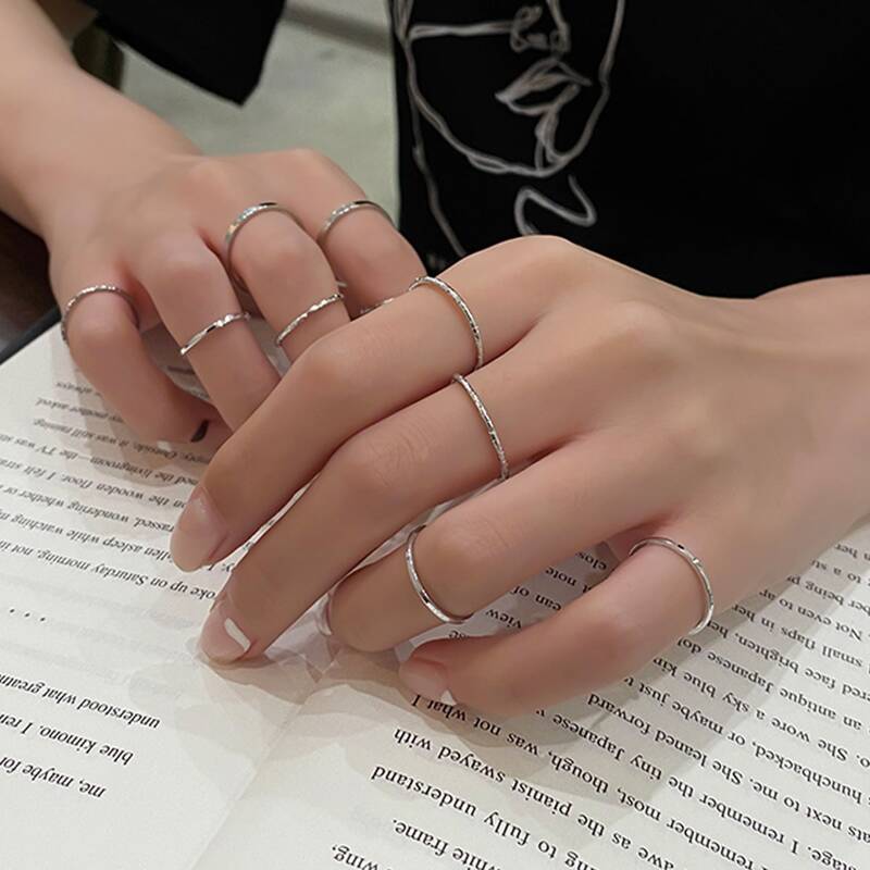 

10pcs Minimalist Ring, Silver