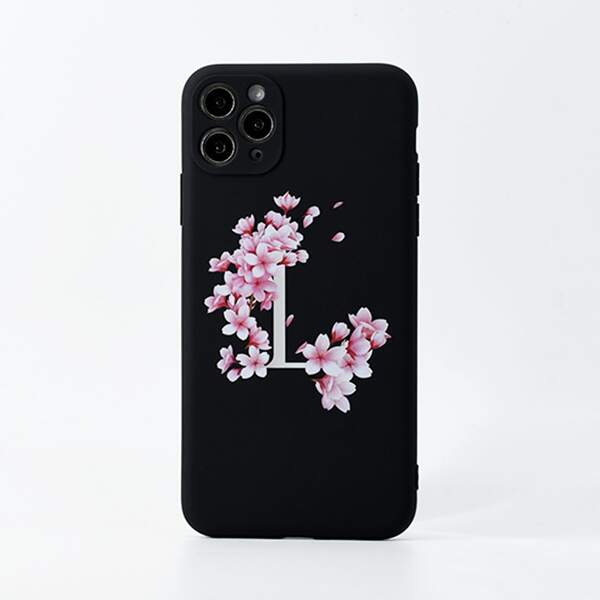 

Flower & Letter Graphic iPhone Case, Multicolor
