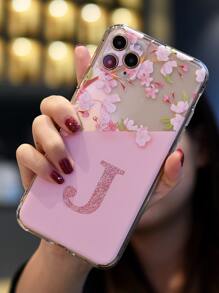Flower & Letter Graphic Case Compatible With iPhone - Multicolor - View 2