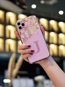Flower & Letter Graphic Case Compatible With iPhone - Multicolor - View 3