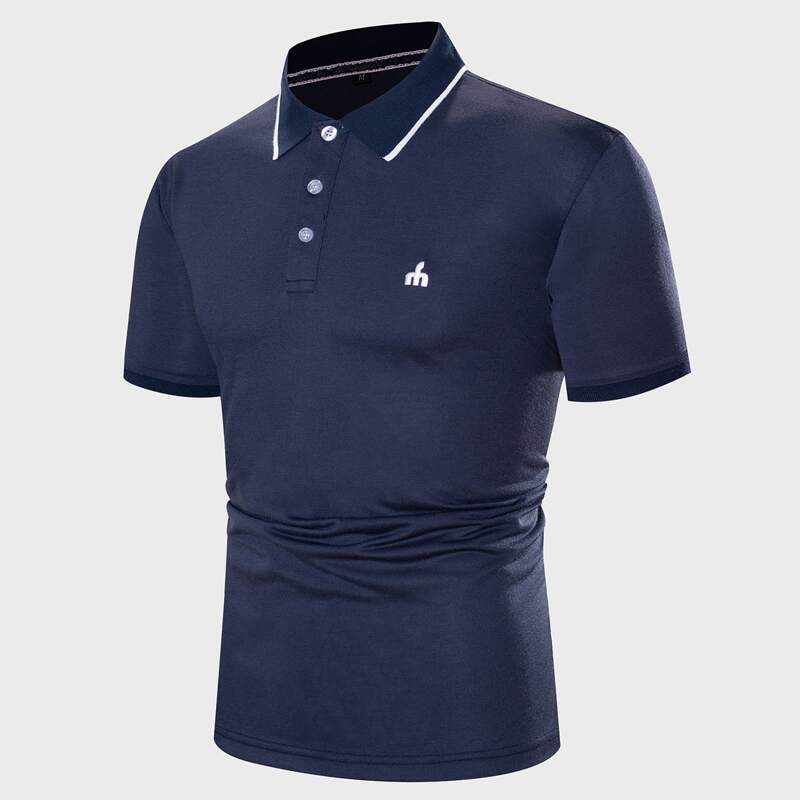 

Guys Embroidery Detail Polo Shirt, Blue