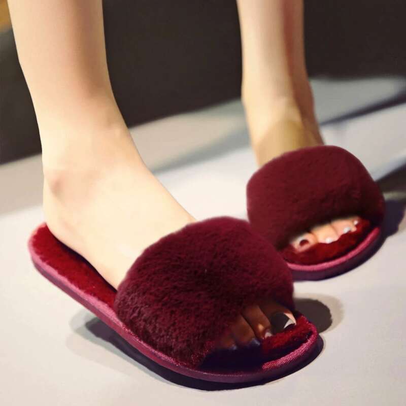 

Open Toe Slippers, Burgundy