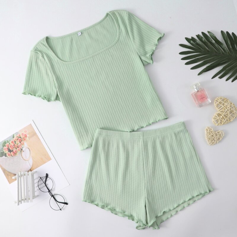 

Solid Lettuce Trim Lounge Set, Mint green