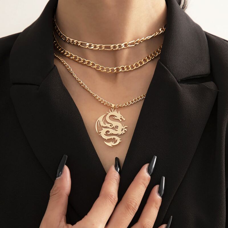 

Dragon Layered Chain Necklace, Gold