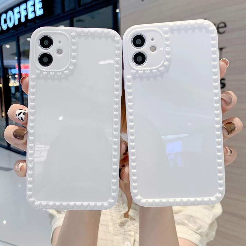 

Solid Heart Frame iPhone Case, White