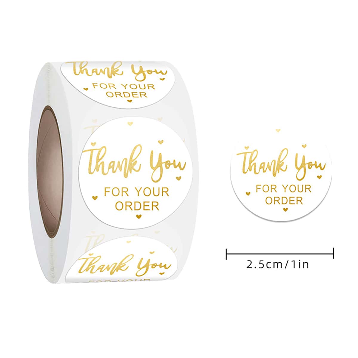 

500pcs Thank You Slogan Round Sticker, White