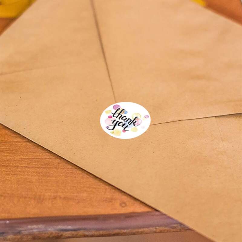 

500pcs Thank You Bubble Print Sticker, Multicolor