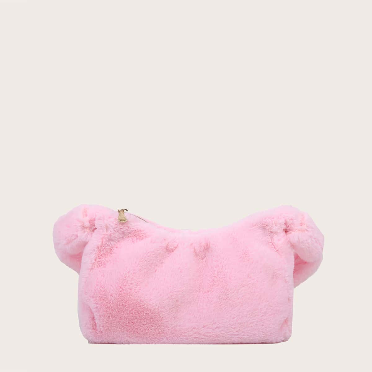 

Solid Fluffy Shoulder Bag, Pink