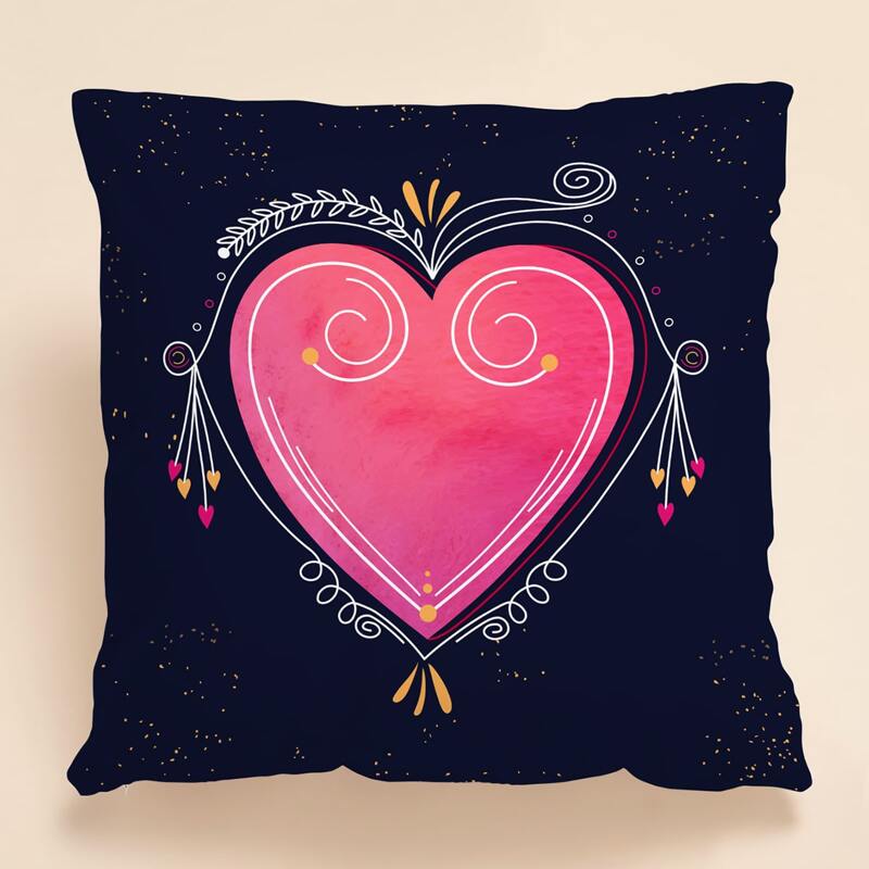 

Valentine's Day Heart Cushion Cover Without Filler, Multicolor