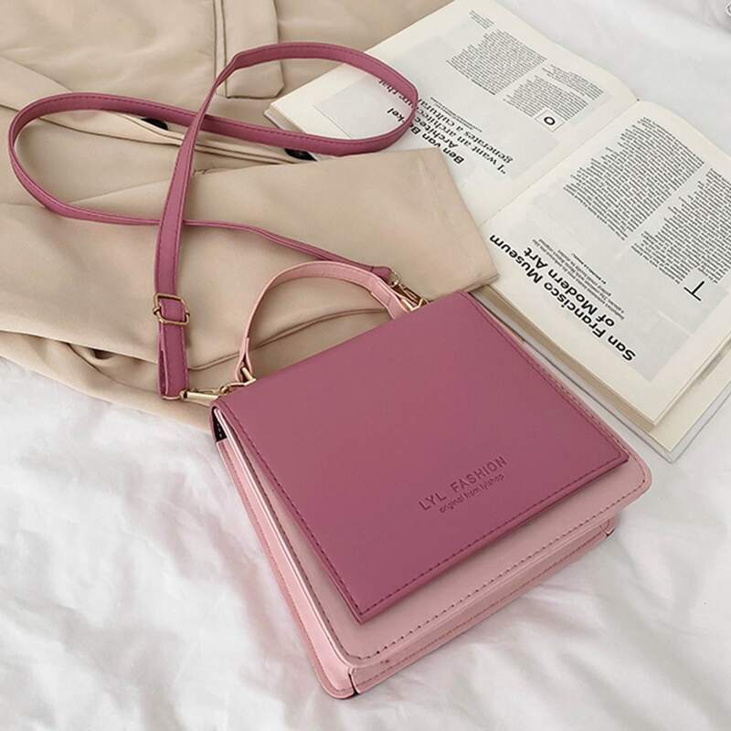 

Colorblock Satchel Bag, Pink