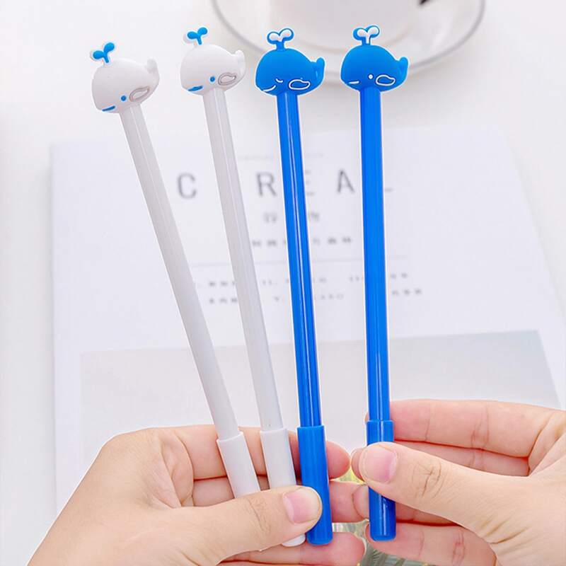 

4pcs Random Whale Decor Gel Pen, Blue and white