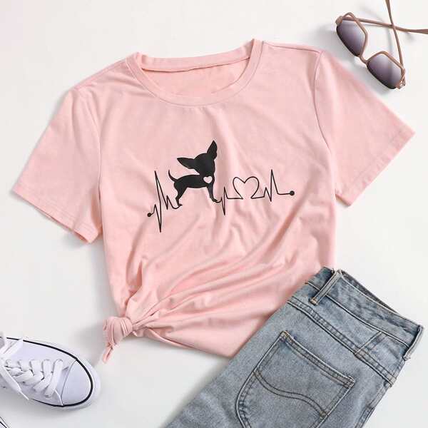 

Graphic Print Tee, Baby pink