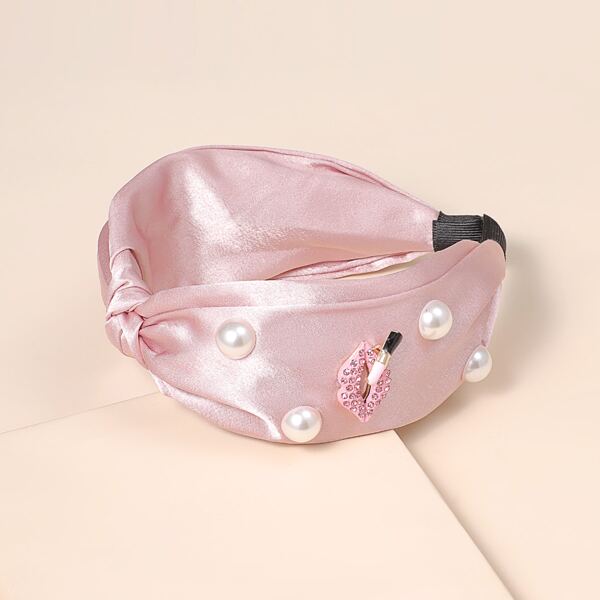 

Faux Pearl & Lip Decor Hair Hoop, Pink