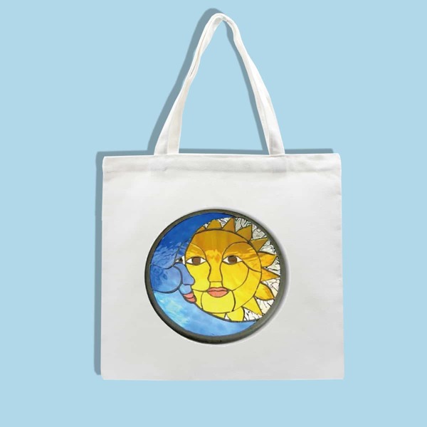 

Sun & Moon Graphic Shopper Bag, White