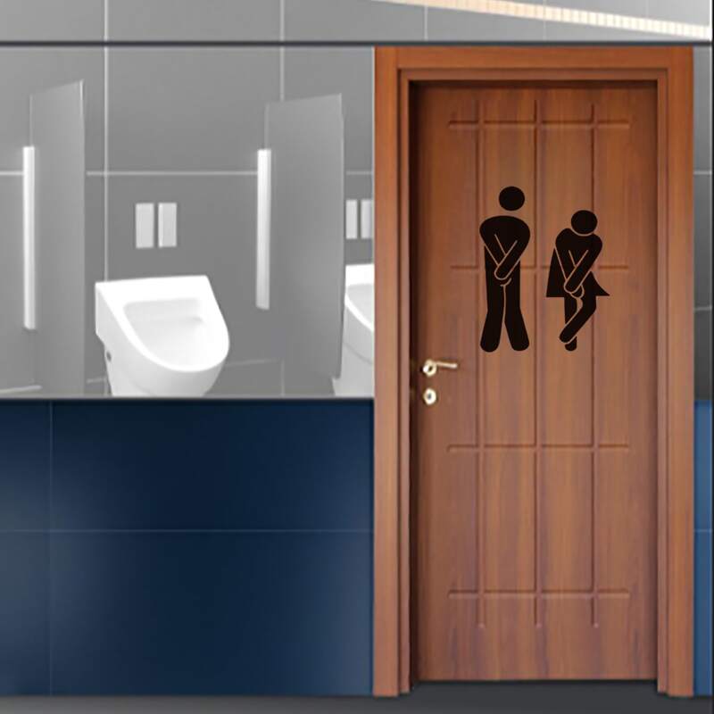 

Toilet Sign Print Door Sticker, Black