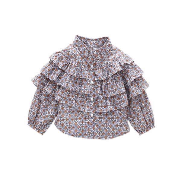 

Toddler Girls Floral Print Ruffle Trim Blouse, Multicolor