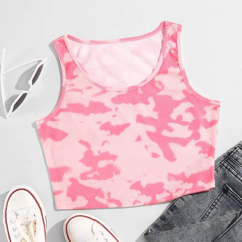 

Tie Dye Crop Tank Top, Pink