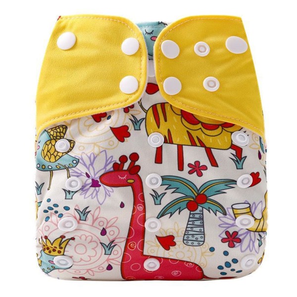

Baby Unisex Cartoon Graphic Waterproof Diaper Cover With Interlayer, Multicolor