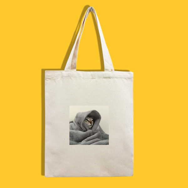 

Large Capacity Cat Graphic Shopper Bag, Beige