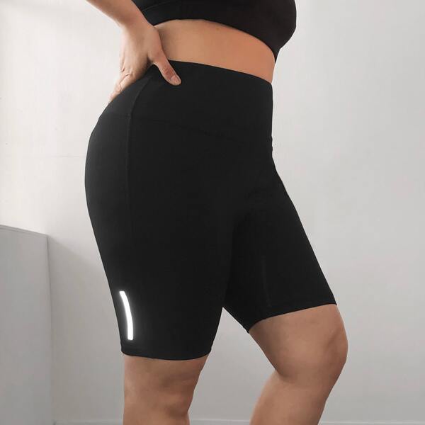 

Plus Reflective Tape Biker Shorts, Black