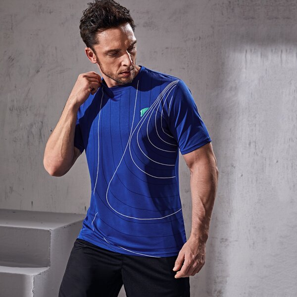 

Men Graphic Print Sports Tee, Blue